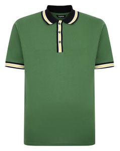 Bigdude Contrast Stripe Tipped Polo Shirt Deep Green